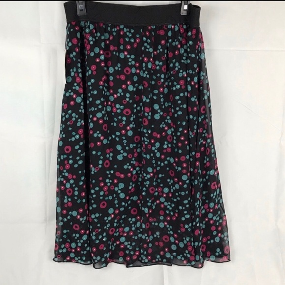 NWT Lularoe Lola black & pink polka dot skirt sz L